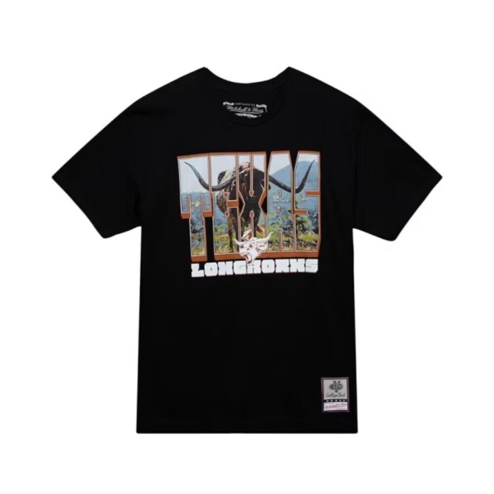 Texas Longhorns Graphic T-Shirt By Mitchell & Ness College Vault Black Size S - Picture 2 of 9